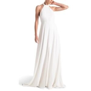 Joanna August White Courtney halter wedding dress NEW 0